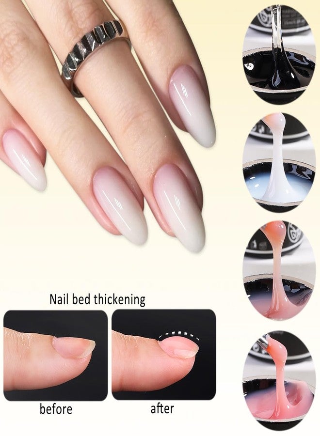Fcozpjk Builder Gel for Nails, 4 Colors Thickening Builder Nail Gel Clear Milky White Nude Pink Nail Strengthener Gels Kit with Brush Pen Soak Off UV Polish Nail Extension Manicure Supplies - Image 5